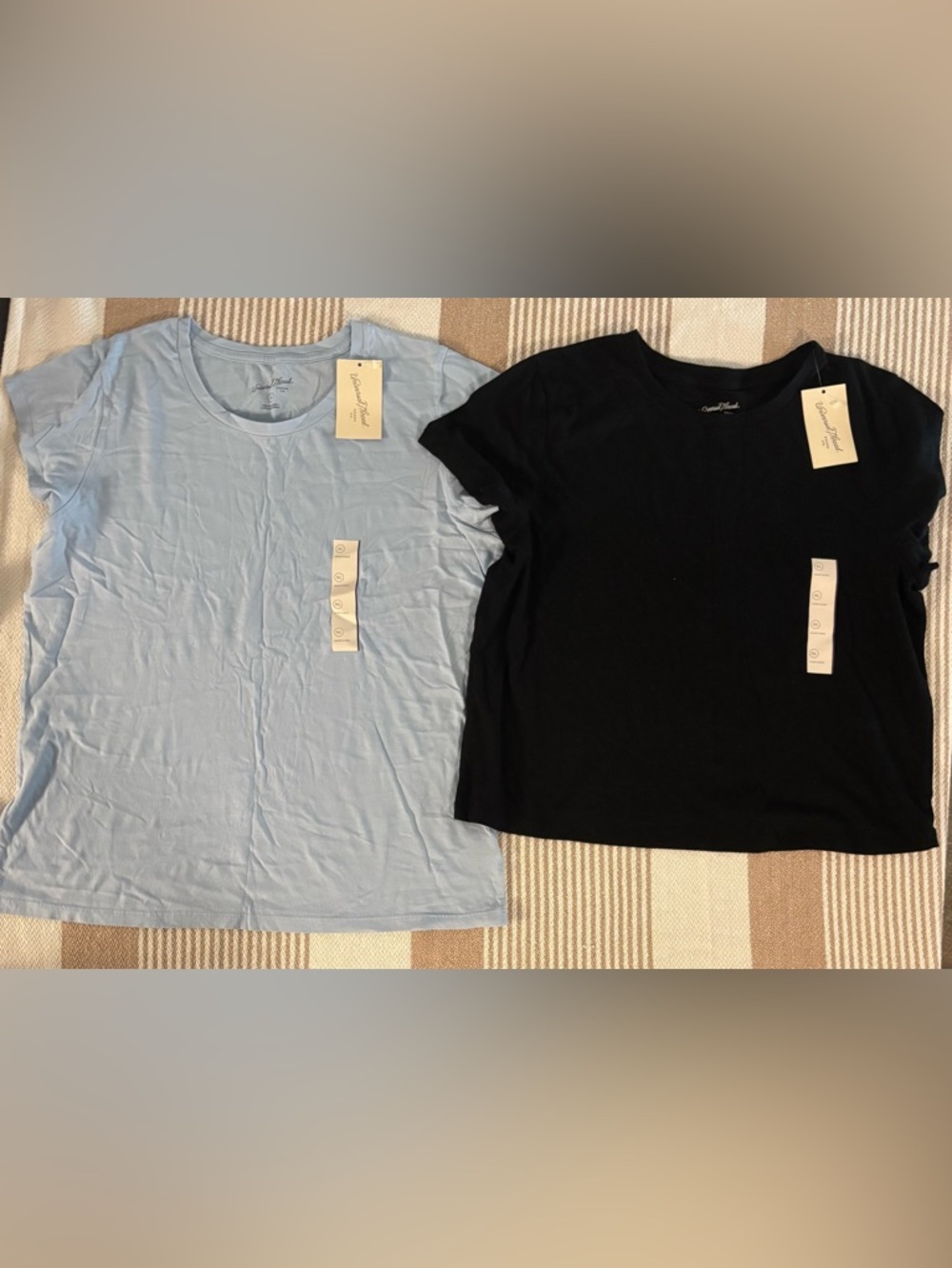 (2/$20)Light Blue & Black Crew Neck Tees - Classic Basics